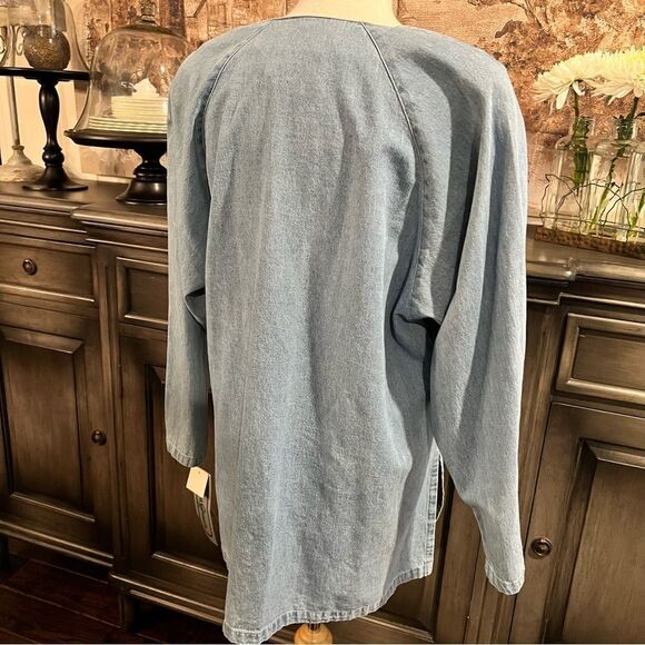 Vintage Denim Oversized Appliquéd Beaded Jacket size Large - Picture 7 of 12